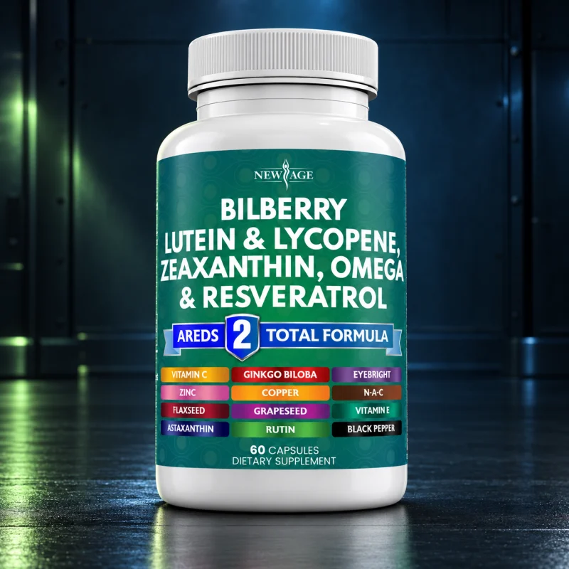 NEW AGE Eye Health Vitamins with Bilberry, Lutein & Zeaxanthin, Lycopene, Resveratrol, Grape Seed Extract, Astaxanthin - Eye Vitamin - 60 Count